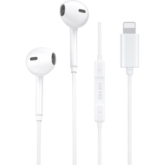 WK Y19 Earbuds Handsfree με Βύσμα Lightning Λευκό