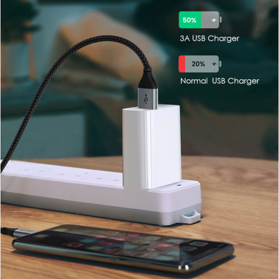 Cabletime C160 Braided USB 2.0 Cable USB-C male - USB-A male Μαύρο 1m