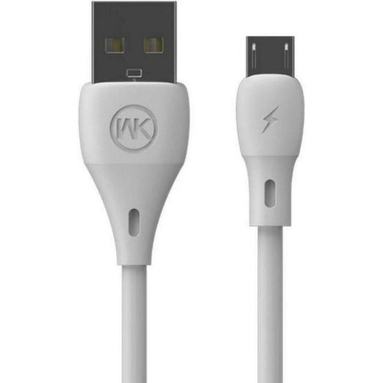 WK Regular USB 2.0 to micro USB Cable Λευκό 1m (WDC-072)
