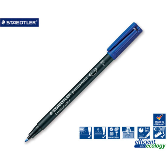 Μαρκαδόρος Ανεξίτηλος Staedtler Lumocolor Permanent Fine 0.6mm - Μπλε