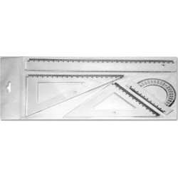 Σετ 4 Γεωμετρικά Όργανα Πλαστικά Διάφανα Σχήματα