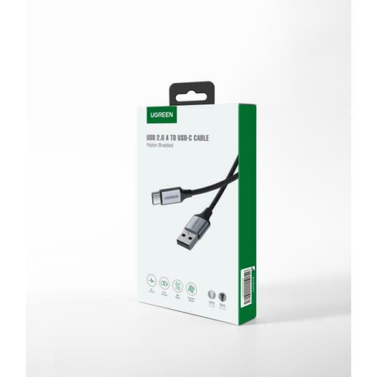 Ugreen Braided USB 2.0 Cable USB-C male - USB-A male Λευκό 1m (60131)