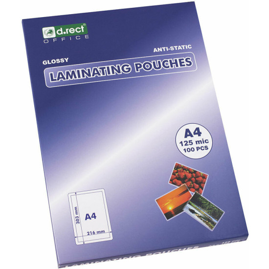 Ζελατίνες Πλαστικοποίησης D.rect A4 125 microns 100τμχ