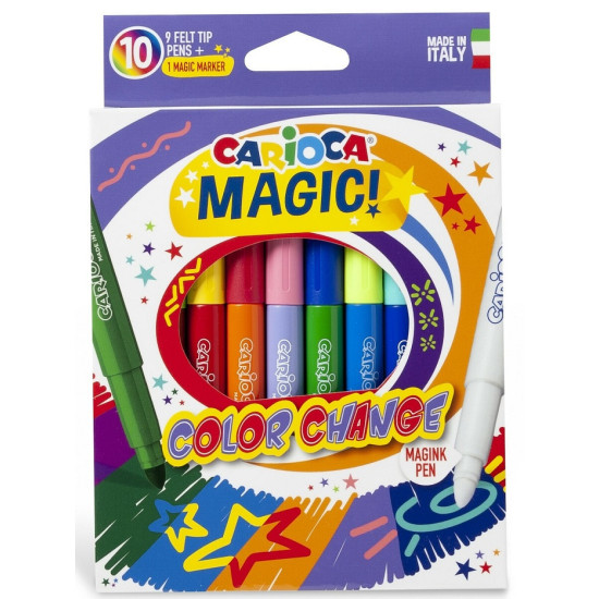 Carioca Magic Color Change 12637 Μαγικοί Μαρκαδόροι Ζωγραφικής Χονδροί σε 10 Χρώματα (9+1 Magic Pen)