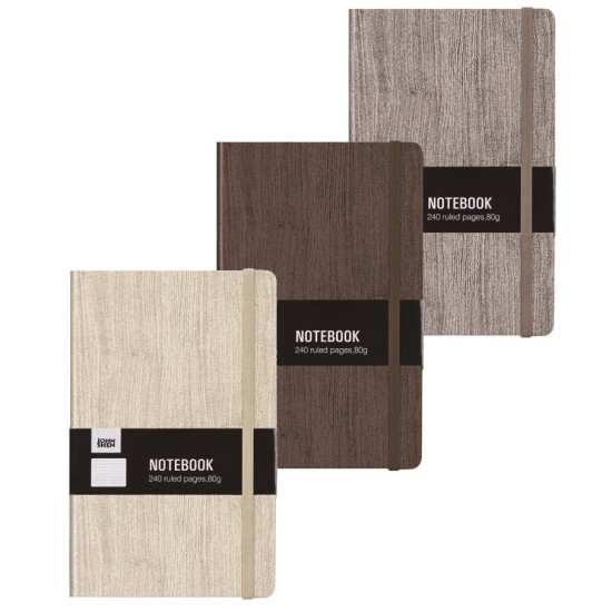 John Shen Σημειωματάριο 120 Φύλλων με Λάστιχο με Εξώφυλο σε Όψη Ξύλου (Διάφορα Χρώματα)