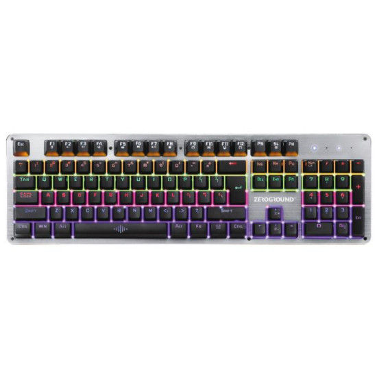 Zeroground KB-2950G Simeto V2.0 Gaming Μηχανικό Πληκτρολόγιο με Custom Blue διακόπτες και RGB φωτισμό (Αγγλικό US) Ασημί