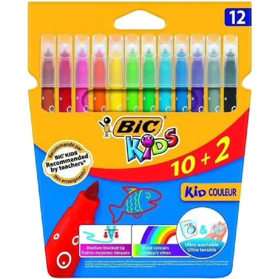 Bic Kids Πλενόμενοι Μαρκαδόροι Ζωγραφικής σε 12 Χρώματα