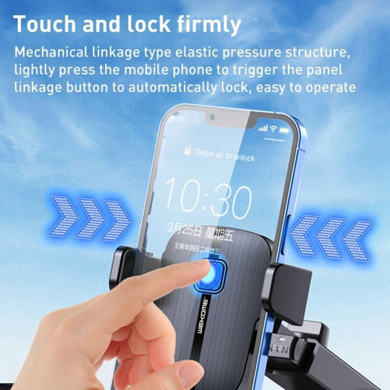 WK Βάση Κινητού Αυτοκινήτου με Ρυθμιζόμενα Άγκιστρα Μαύρη