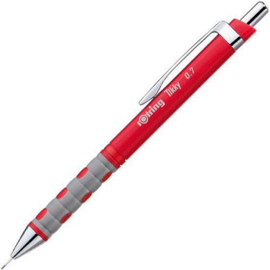 Rotring Tikky Μηχανικό Μολύβι 0.7mm με Γόμα Κατάλληλο για Σχέδιο 3τμχ Κόκκινο