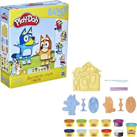 Hasbro Play-Doh Πλαστελίνη - Παιχνίδι Bluey Make & Mash Costumes για 3+ Ετών, 11τμχ