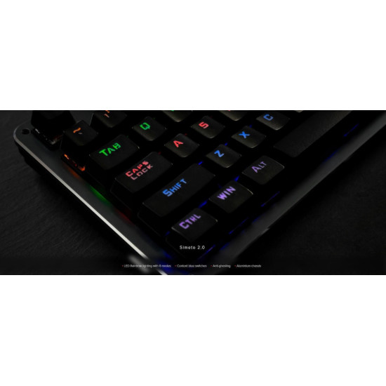 Zeroground KB-2950G Simeto V2.0 Gaming Μηχανικό Πληκτρολόγιο με Custom Blue διακόπτες και RGB φωτισμό (Αγγλικό US) Ασημί
