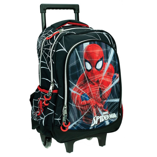Gim Spiderman Black City Σχολική Τσάντα Τρόλεϊ Δημοτικού σε Μαύρο χρώμα