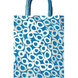 Σακούλα δώρου γαλάζια με άσπρα κυκλάκια 16Χ21