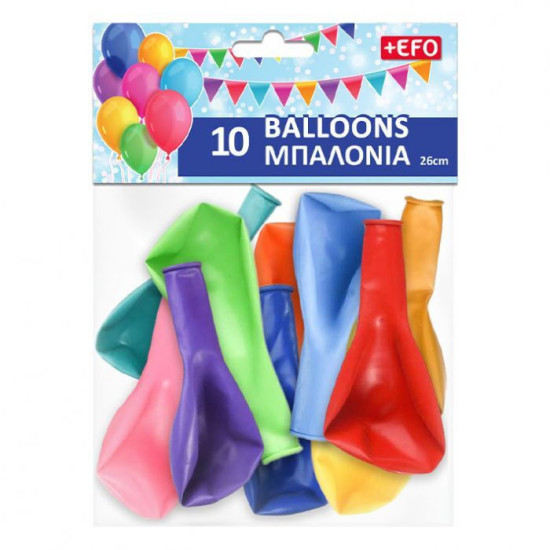 +Efo Μπαλόνια 26cm 10τεμ 10 χρώματα