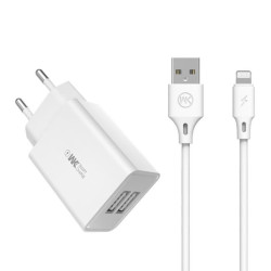 WK Φορτιστής με Θύρα USB-A και Καλώδιο Lightning 18W Quick Charge 3.0 Λευκός (WP-U57) IPHONE
