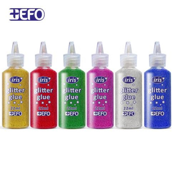 +EFO IRIS Glitter Glue Χρυσόκολλα 22ml 6 χρώματα