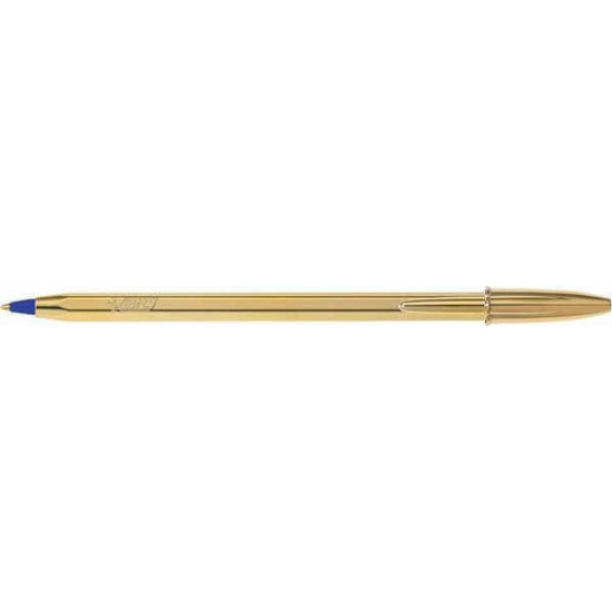 Bic Στυλό Ballpoint 1.0mm με Μπλε Mελάνι Cristal Original Shine Χρυσό