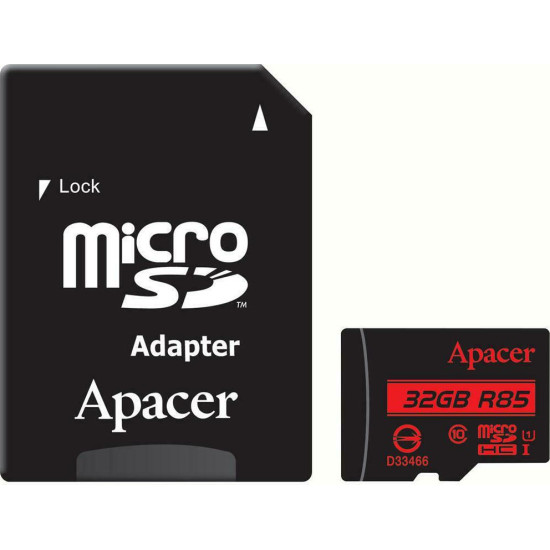 Apacer R85 microSDHC 32GB Class 10 U1 UHS-I με αντάπτορα