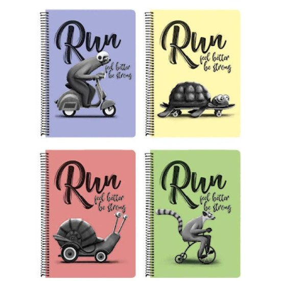 A&G Paper Σπιράλ Τετράδιο Ριγέ Β5 90 Φύλλων 3 Θεμάτων Run Feel Better Be Strong (Διάφορα Χρώματα) A&G Paper Σπιράλ Τετράδιο Ριγέ Β5 90 Φύλλων 3 Θεμάτων Run Feel Better Be Strong (Διάφορα Χρώματα)