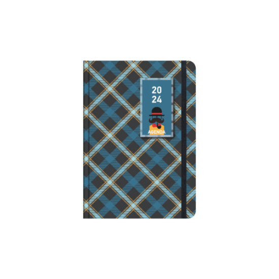 Ημερήσιο ημερολόγιο 2023 Καρό 14x21 cm. με λάστιχο και στυλό μπλέ καρό