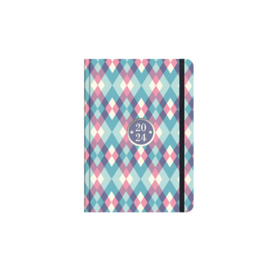 Ημερήσιο ημερολόγιο 2023 Καρό 14x21 cm. με λάστιχο και στυλό πολύχρωμο καρό