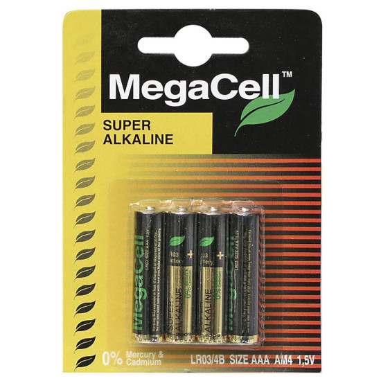 Megacell Αλκαλικές Μπαταρίες AAA LR03 AM4 1.5V 4τμχ
