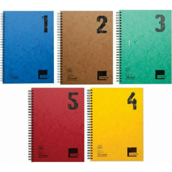 A&G Paper Σπιράλ Τετράδιο Ριγέ Β5 2 Θεμάτων Simple (Διάφορα Χρώματα)