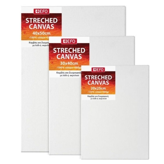 +Efo Καμβάς σε Τελάρο Λευκός Ορθογώνιος 20x30εκ. 380gr/m²