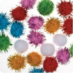 POM POMS GLITTER διαφόρων μεγεθών συσκευασία 80 τεμαχίων