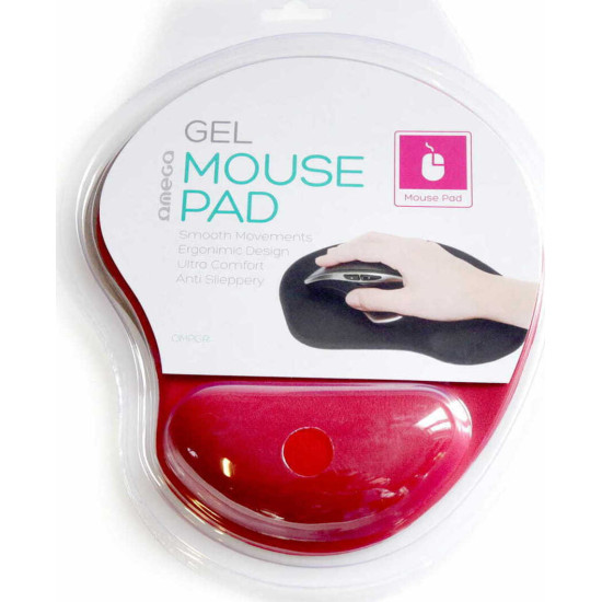 Omega Gel Mouse Pad Με Στήριγμα Καρπού Κόκκινo