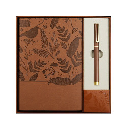 Σετ Σημειωματάριο και Στυλό Floral Καφέ
