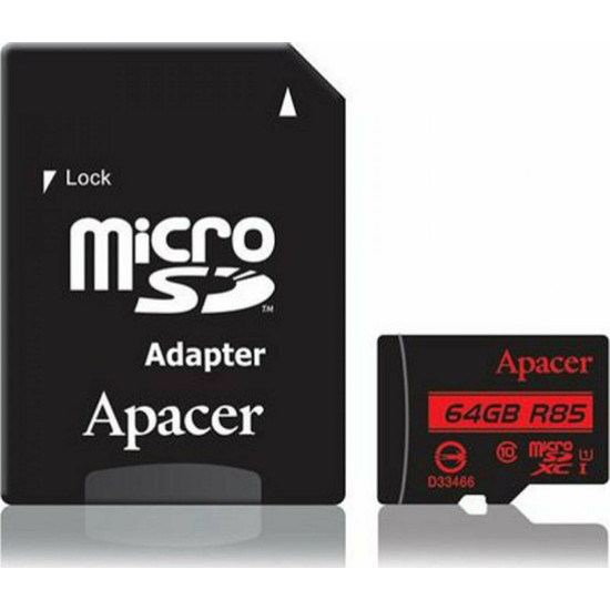 Apacer R85 microSDXC 64GB Class 10 U1 UHS-I με αντάπτορα