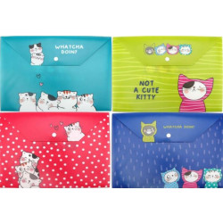 BLACK & WHITE φάκελος με κουμπί Α4 So Many Cats 4 χρώματα BLACK & WHITE φάκελος με κουμπί Α4 So Many Cats 4 χρώματα