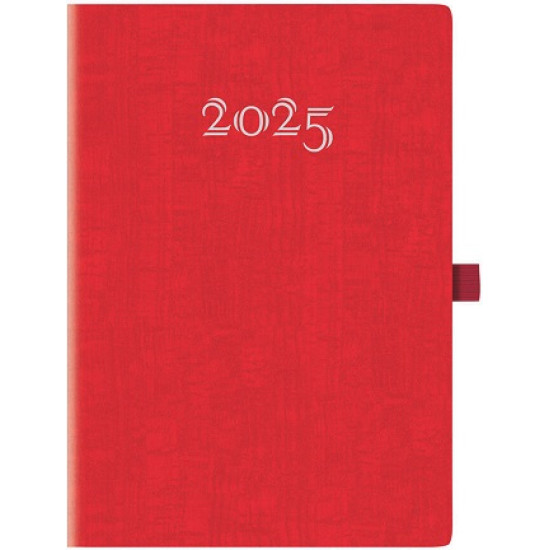 Θεοφύλακτος Castelli Ημερήσιο Ημερολόγιο 2025 Murano Flat + Penpool Κόκκινο 17.2x24εκ