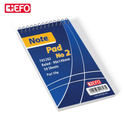 +Efo Μπλοκ Σημειώσεων [Νο2] Σπιράλ 50 Φύλλων Ριγέ 90x148mm
