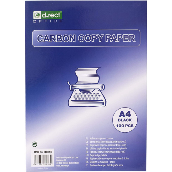 D.RECT Χαρτί Αντιγραφής Carbon A4 Μαύρο 100 Φύλλα