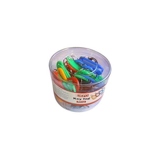 + Efo Μπρελόκ Ετικέτες Κλειδιών Πλαστικές 2x6cm 50τμχ Πολύχρωμες [941909]