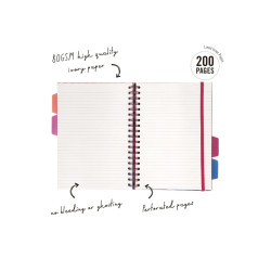 Pukka Σπιράλ Τετράδιο Ριγέ Β5 200 Φύλλων 4 Θεμάτων Με Σκληρό Εξώφυλλο Και Λάστιχο Bloom Blue Floral