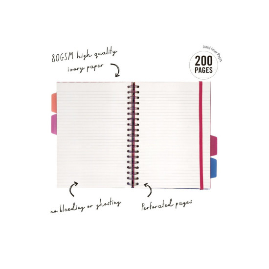 Pukka Σπιράλ Τετράδιο Ριγέ Β5 200 Φύλλων 4 Θεμάτων Με Σκληρό Εξώφυλλο Και Λάστιχο Bloom Blue Floral