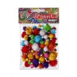 POM POMS GLITTER διαφόρων μεγεθών συσκευασία 80 τεμαχίων