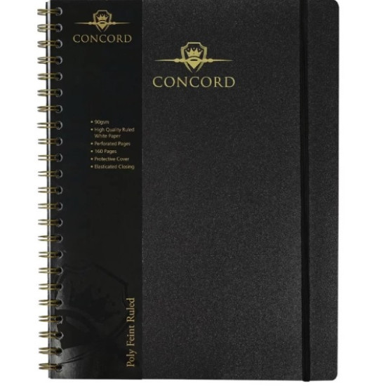Σημειωματάριο Α4 με λάστιχο CONCORD NOIR 7506