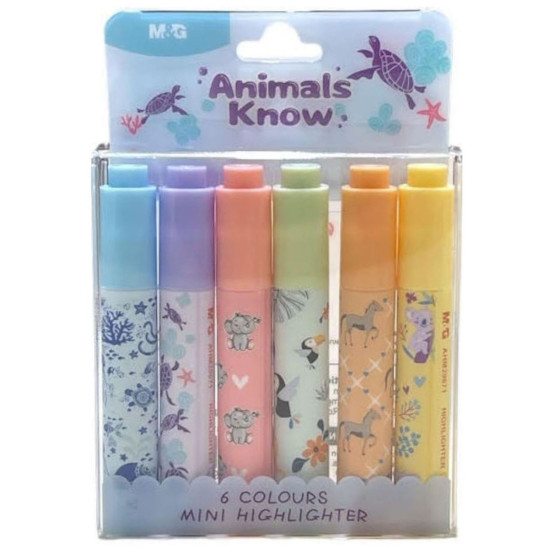 M&G Mini Animals Know Σετ Μαρκαδόρων Υπογράμμισης 6τμχ