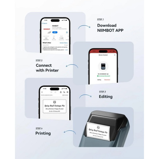 Niimbot Smart Θερμικός Εκτυπωτής Ετικετών, 203dpi, Bluetooth, Μπλε [B1-BL]