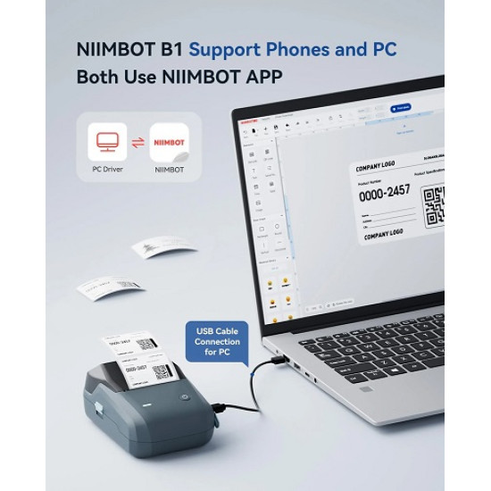 Niimbot Smart Θερμικός Εκτυπωτής Ετικετών, 203dpi, Bluetooth, Μπλε [B1-BL]