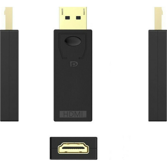 Powertech Μετατροπέας DisplayPort male σε HDMI female Passive 4K Mαύρος [CAB-DP065]