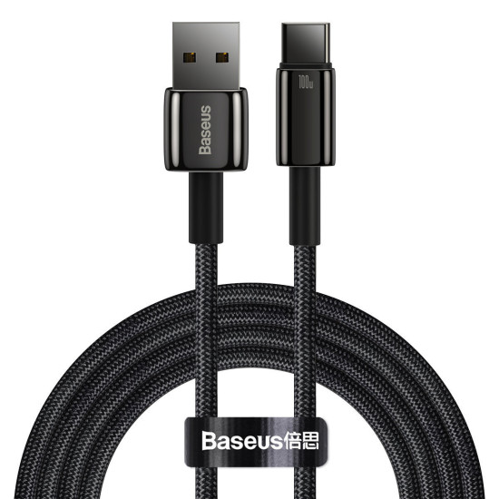 Baseus Καλώδιο USB σε USB-C Tungsten Gold 100W 2m Μαύρο