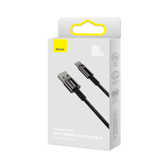 Baseus Καλώδιο USB σε USB-C Tungsten Gold 100W 2m Μαύρο