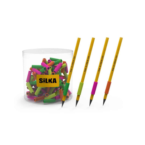 Λαστιχένια λαβή για μολύβι SPIRAL SILKA NEON