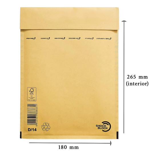Shock Block D/14 Φάκελος Φυσσαλίδα Kraft 18x26.5cm