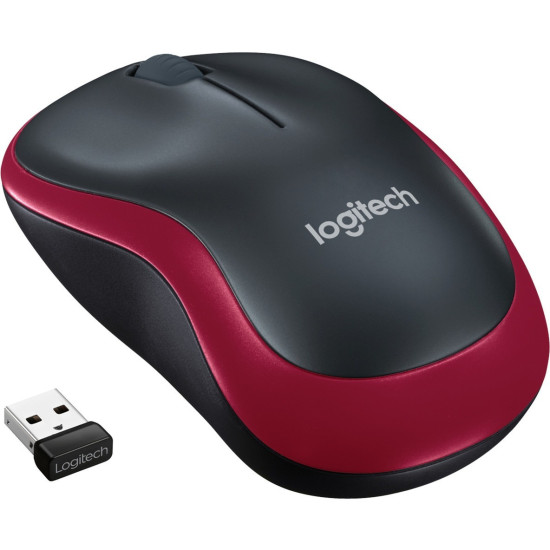 Logitech M185 Ασύρματο Mini Ποντίκι Μαύρο/Κόκκινο (910-002240)